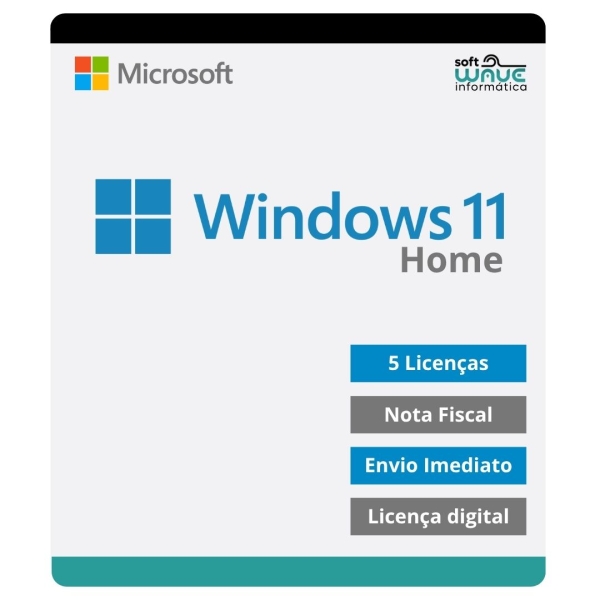 Pack 5x Windows 11 Home OEM 32/64 Bits – Licença Digital